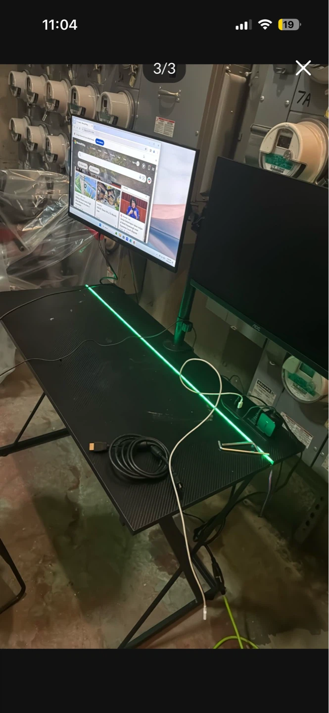 Gaming Desk with RGB Lighting + 2 monitors