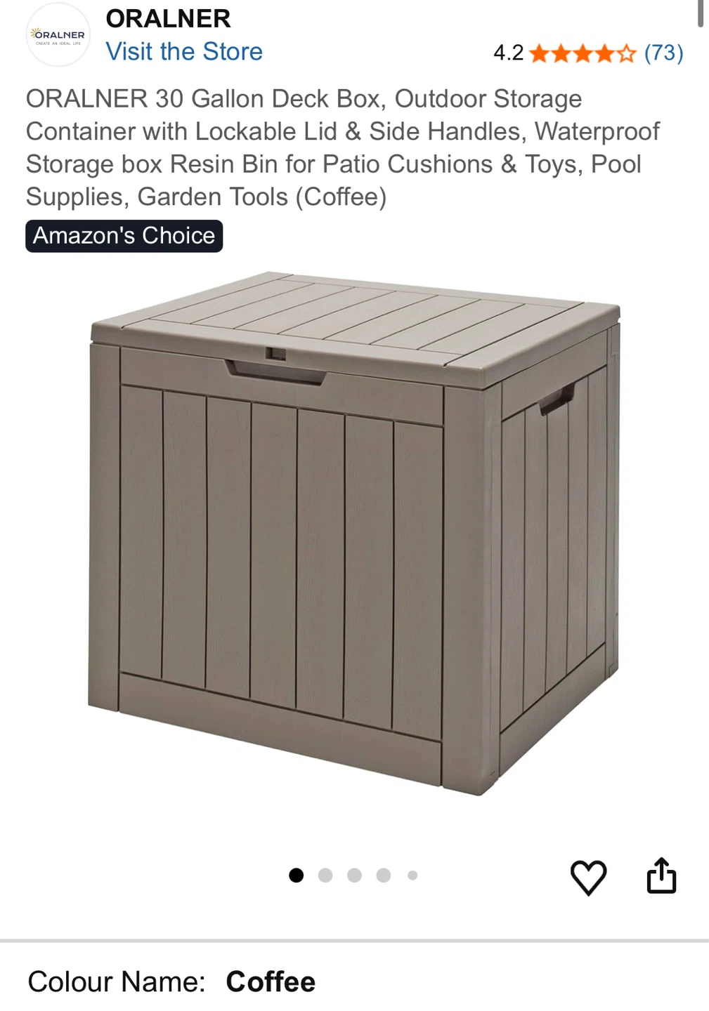 ORALNER 30 Gallon Deck Box - Coffee - photo 2