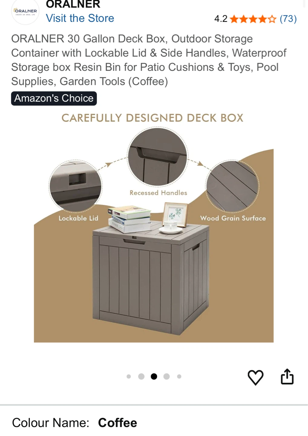 ORALNER 30 Gallon Deck Box - Coffee - photo 4