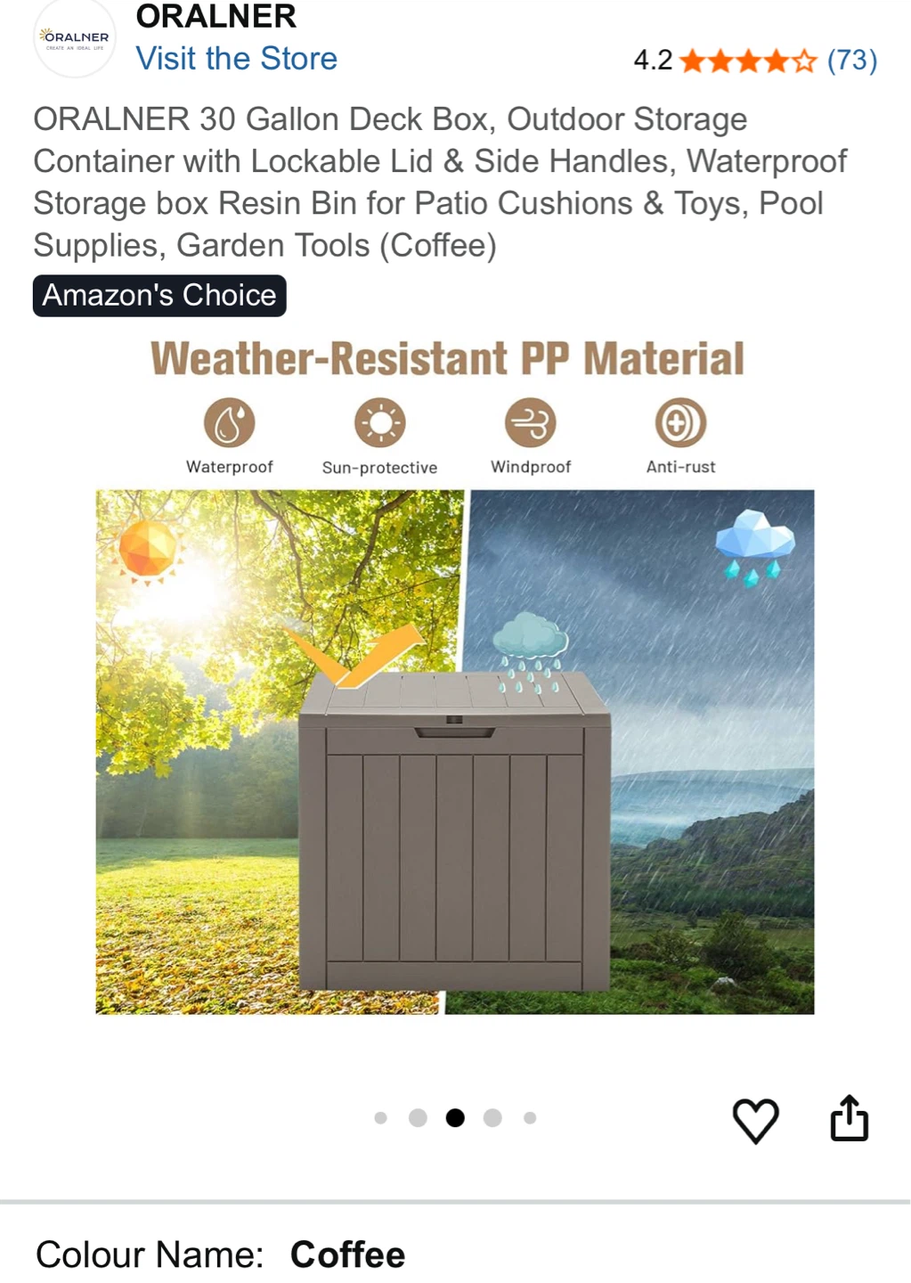 ORALNER 30 Gallon Deck Box - Coffee - photo 5