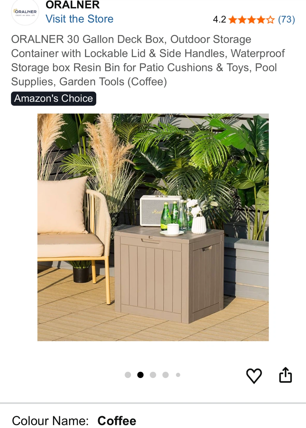 ORALNER 30 Gallon Deck Box - Coffee - photo 3