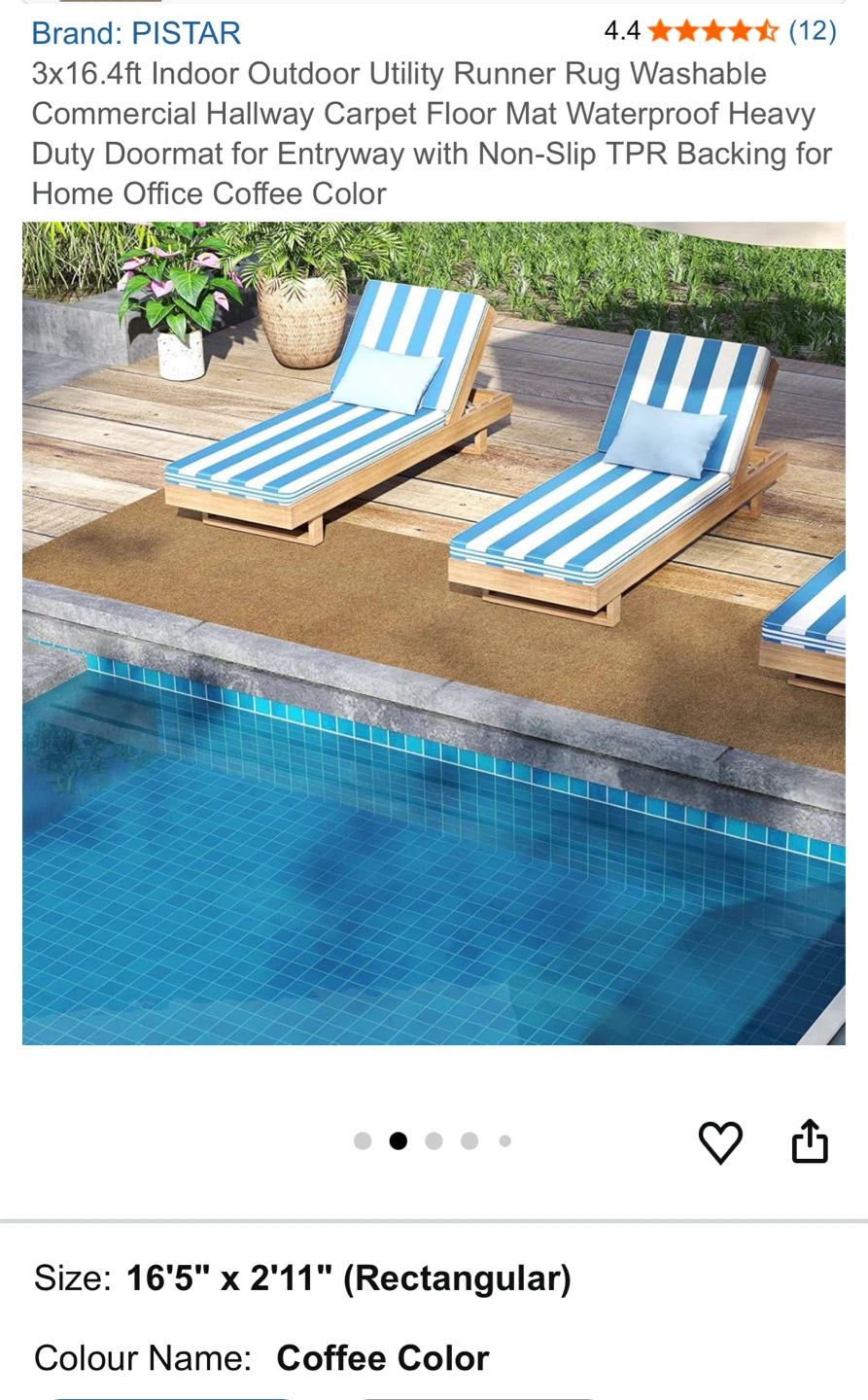 PISTAR 16'5" x 2'11" Coffee Color Indoor/Outdoor Runner Mat - photo 2