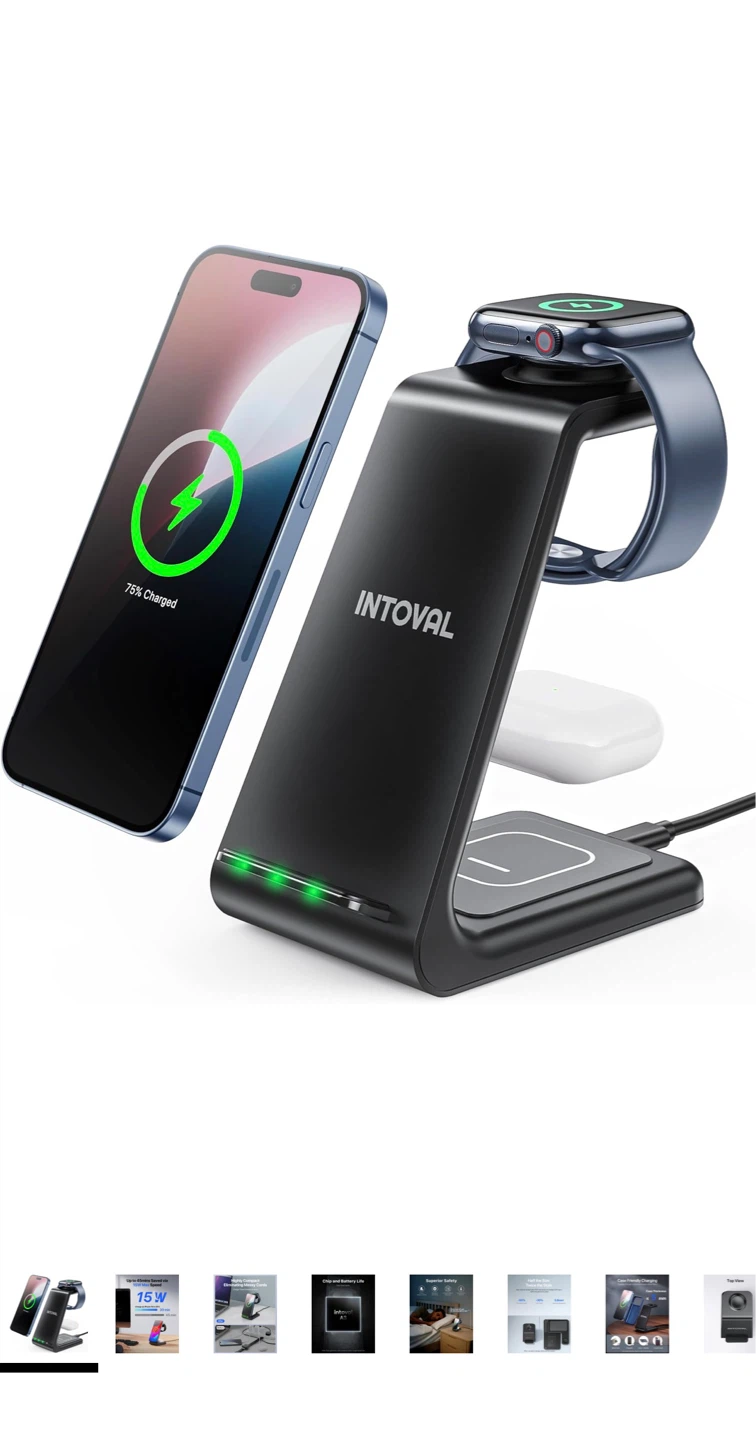 Intoval 15W 3-in-1 Wireless Charging Stand