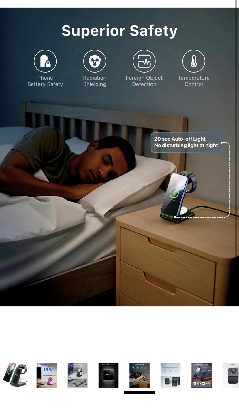 Intoval 15W 3-in-1 Wireless Charging Stand - photo 5