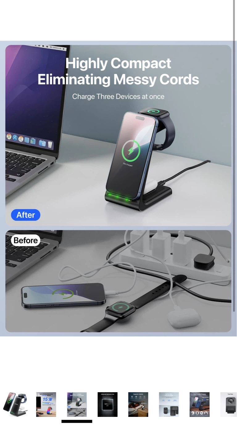 Intoval 15W 3-in-1 Wireless Charging Stand - photo 3