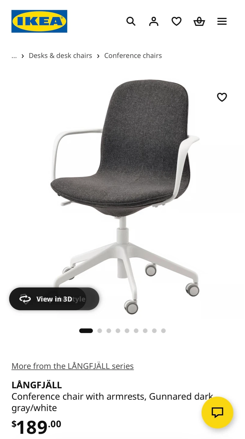 IKEA LÄNGFJÄLL Conference Chair - Dark Gray/ White - photo 3