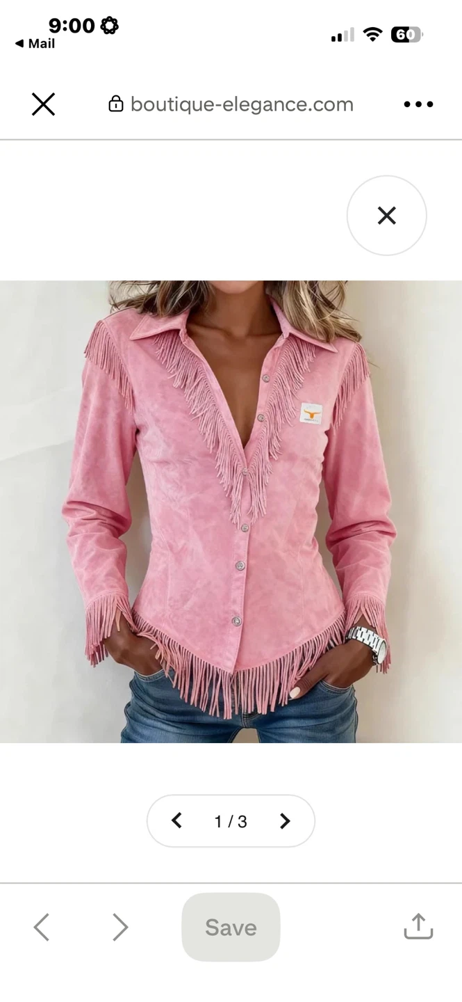 Coral/Pink Fringe faux suede Shirt-see other photos color