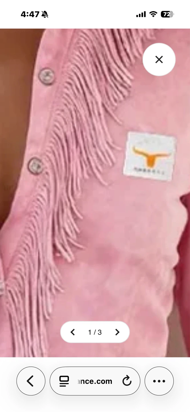 Coral/Pink Fringe faux suede Shirt-see other photos color - photo 2