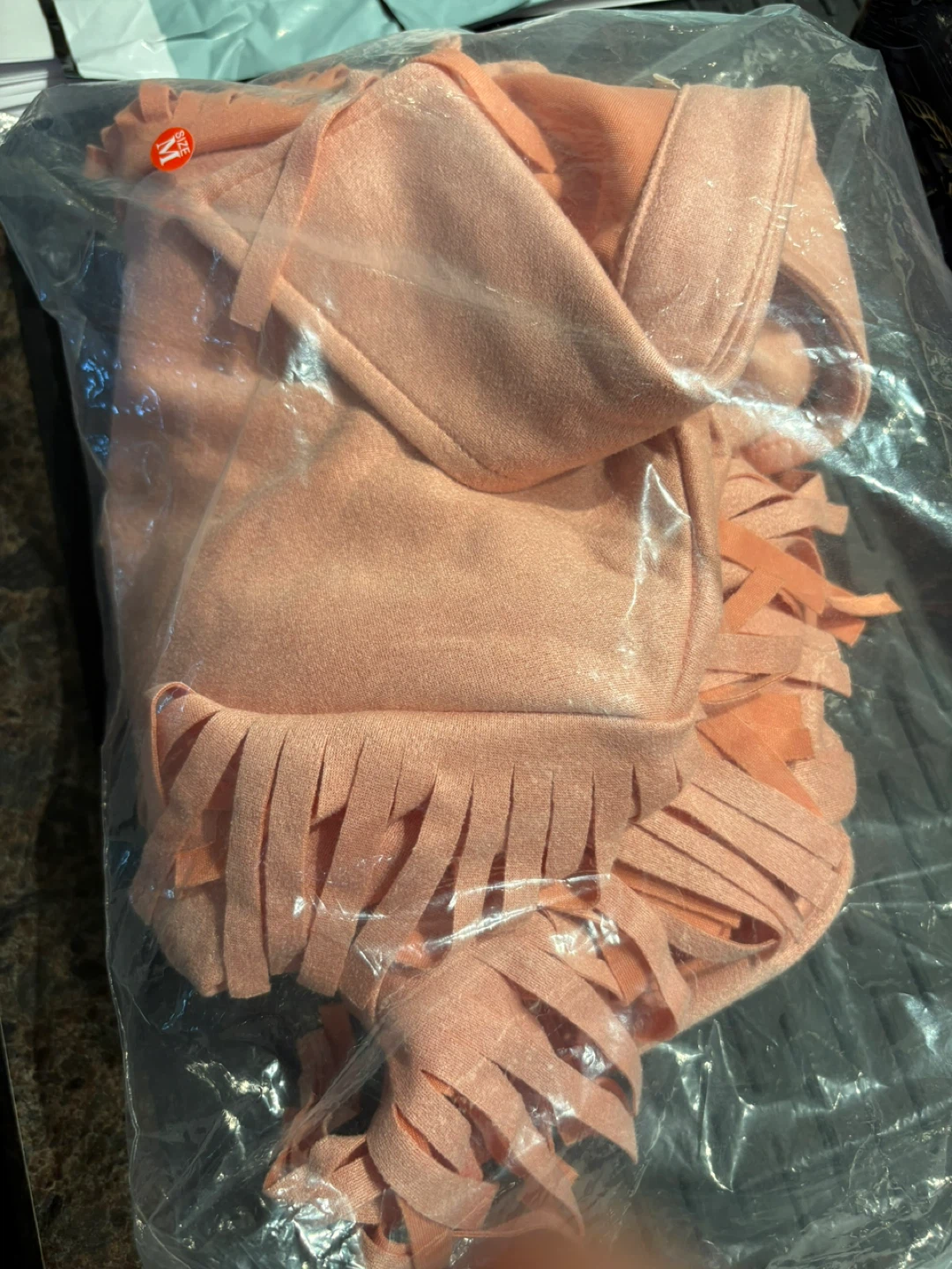 Coral/Pink Fringe faux suede Shirt-see other photos color - photo 3