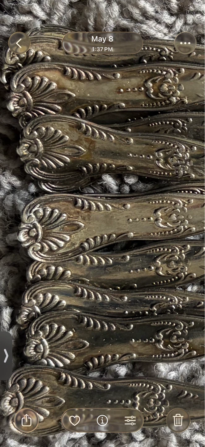 Set of Antique Ornate Silverware Spoons