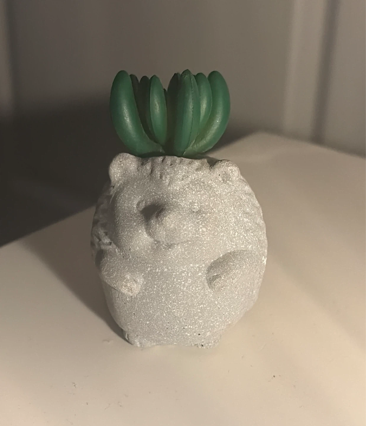 Hedgehog planter with artificial succulent