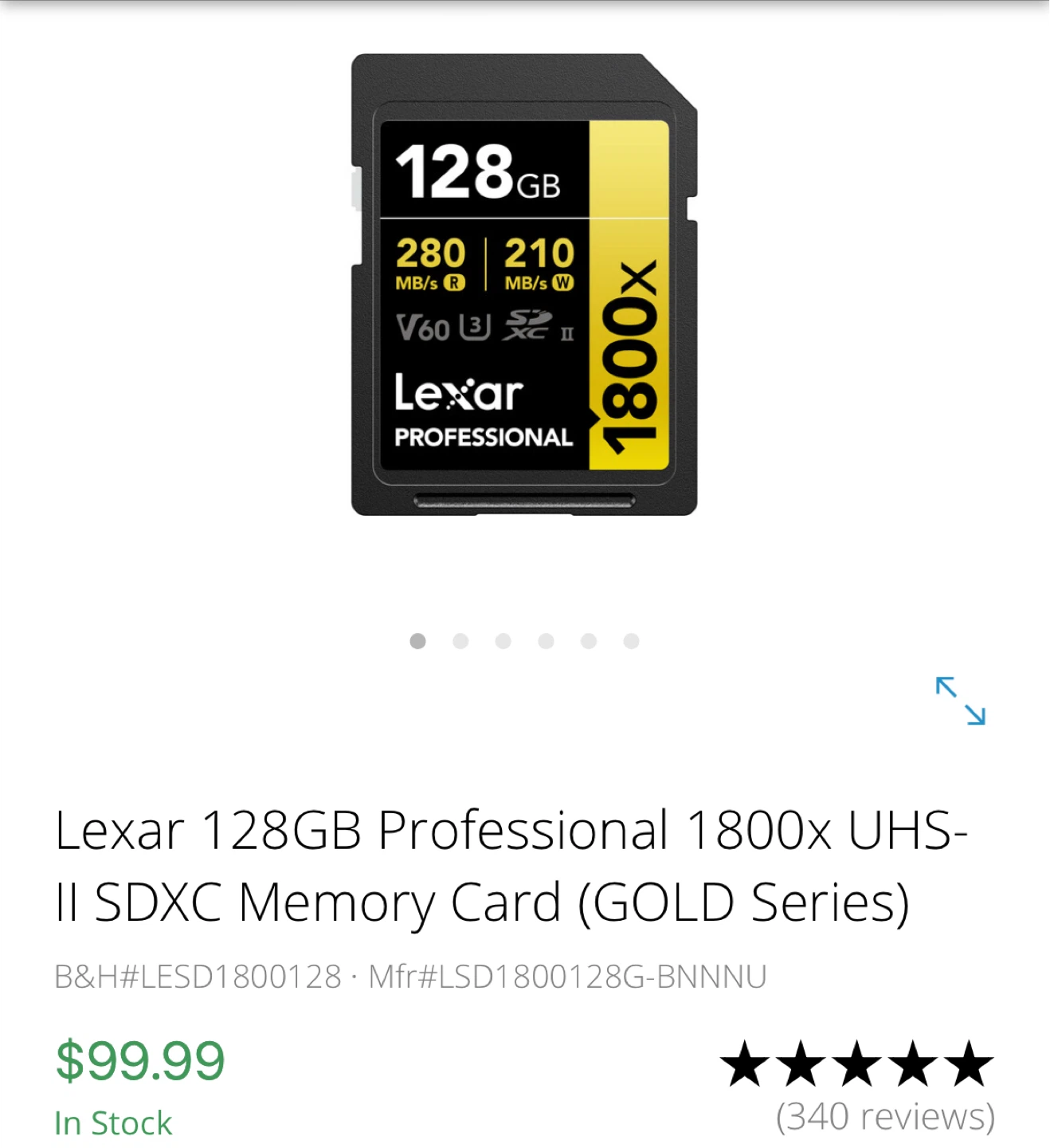 Lexar 128GB Professional 1800x UHS-II SDXC Memory Card - photo 2
