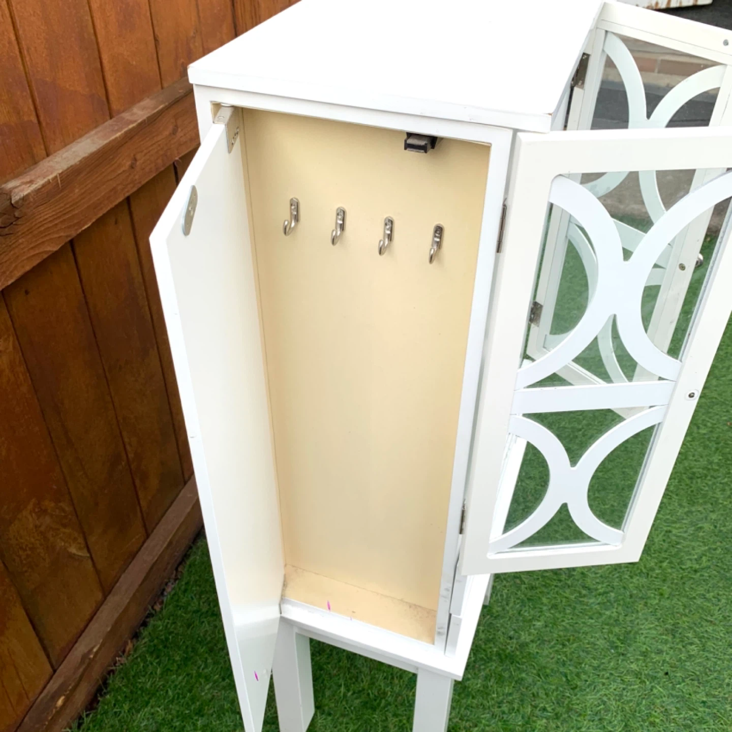 Jewelry Cabinet White Armoire Storage Organizer Drawers Hooks - photo 3