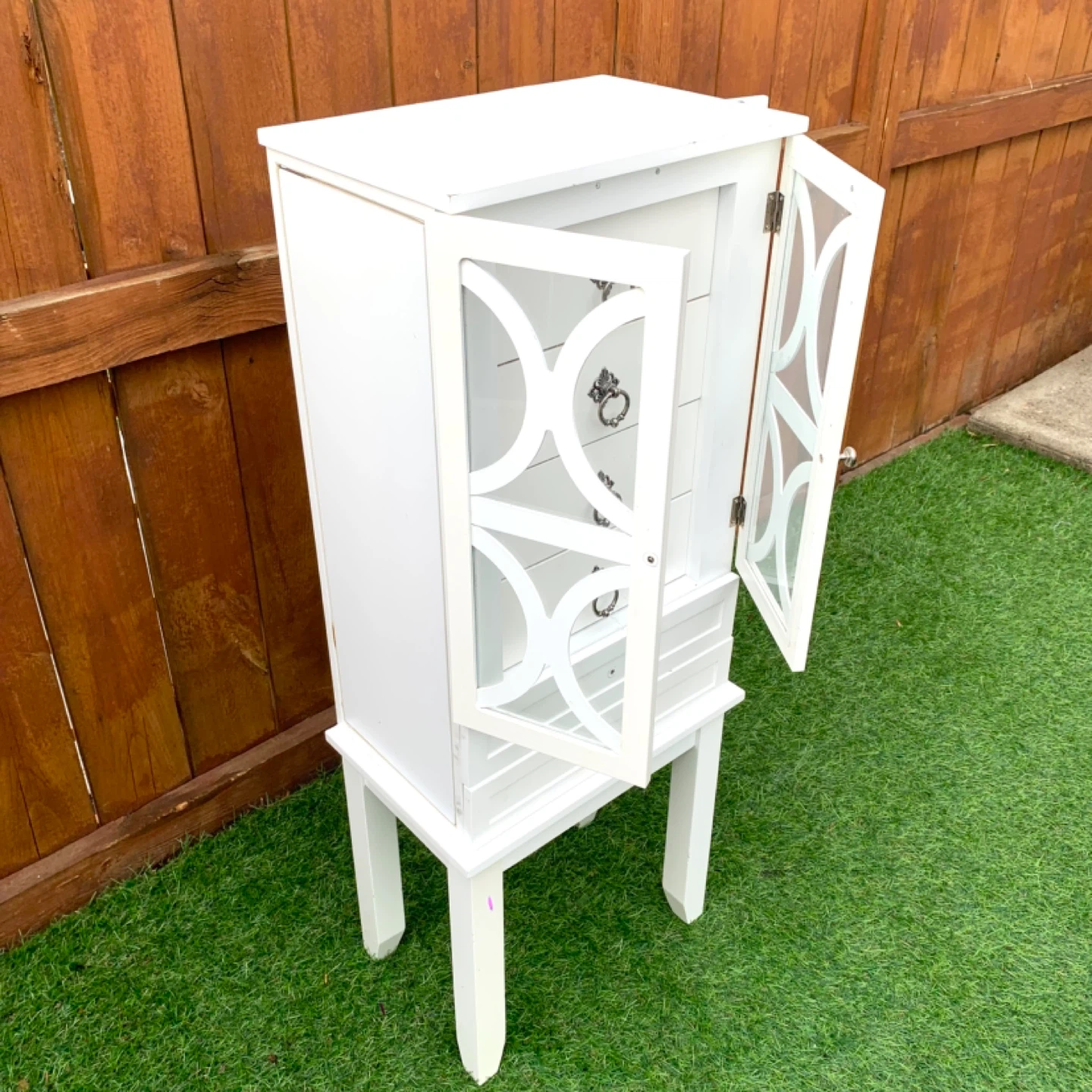 Jewelry Cabinet White Armoire Storage Organizer Drawers Hooks - photo 4