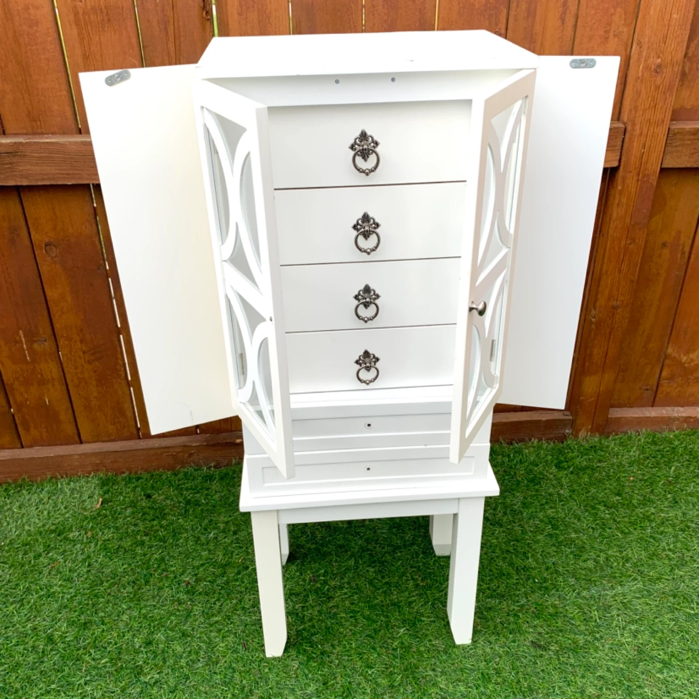 Jewelry Cabinet White Armoire Storage Organizer Drawers Hooks