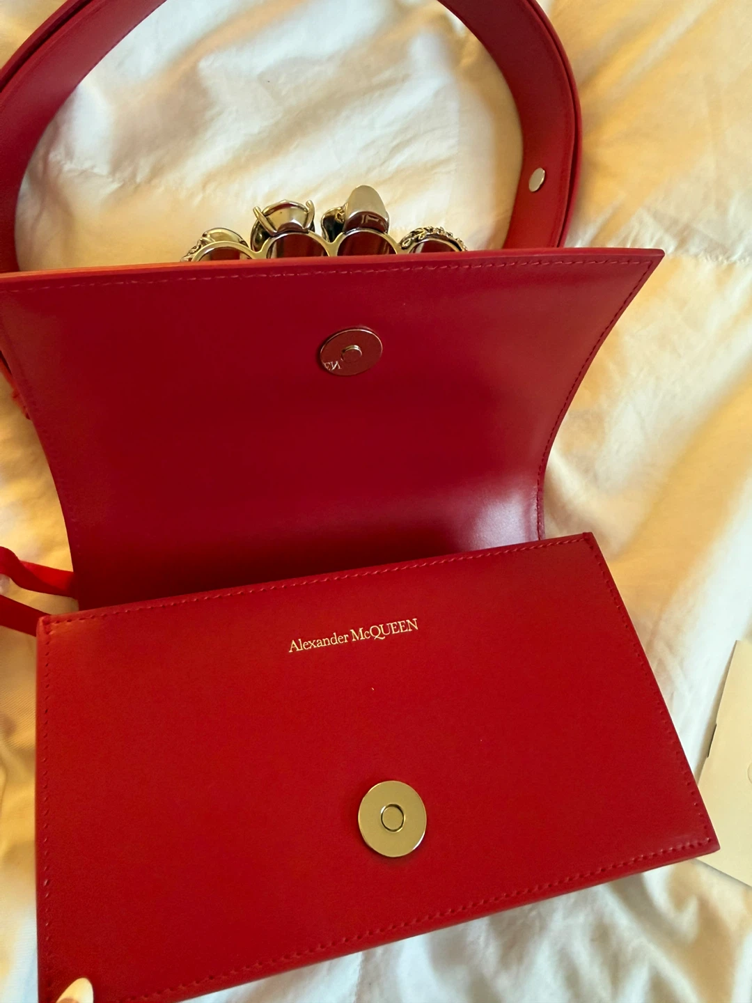 Alexander McQueen Red Leather Skull Clutch/Shoulder Bag - photo 4