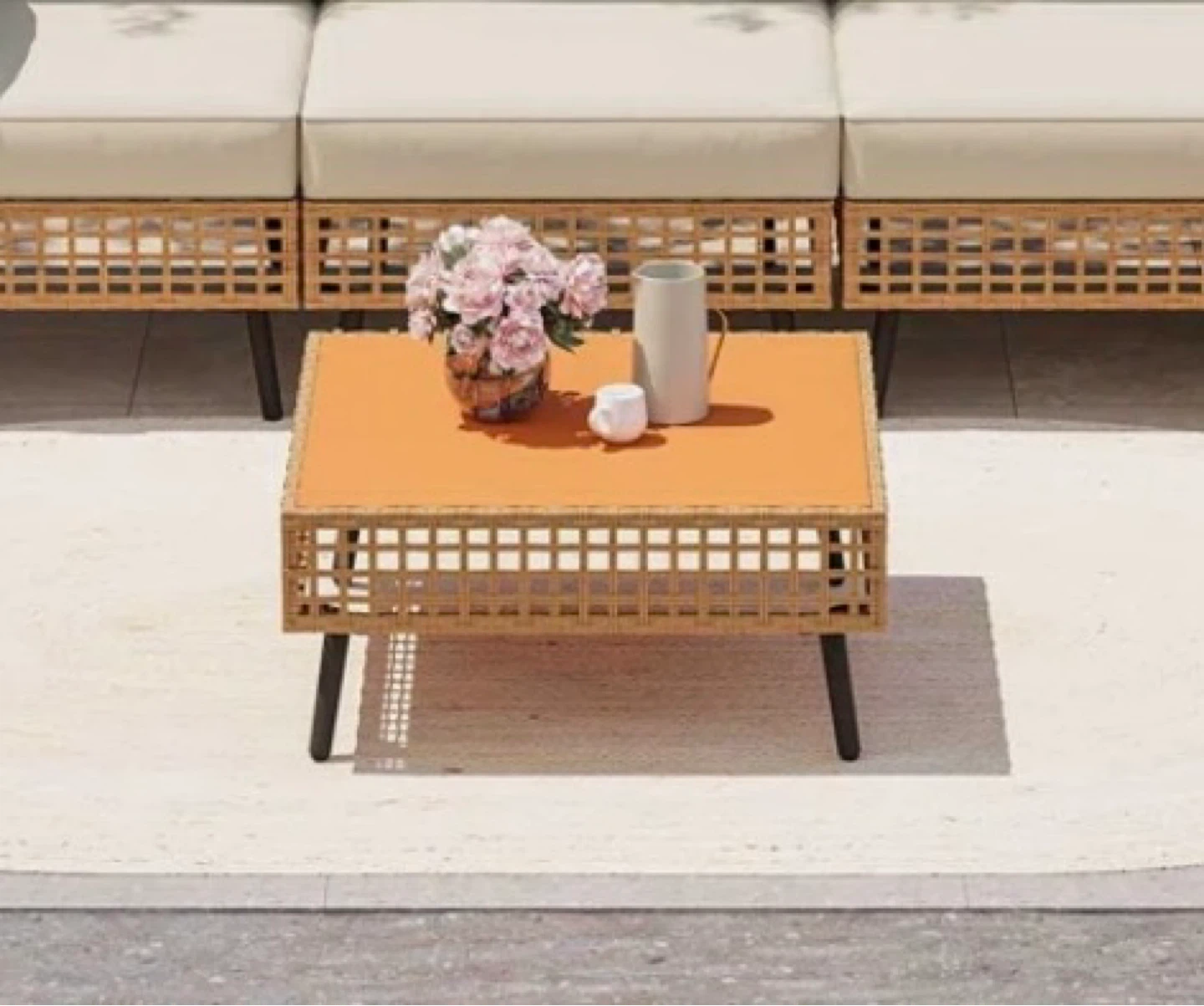 Two patio sofa and coffee table with Cushions - photo 2