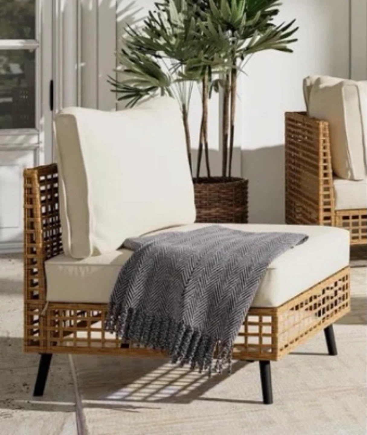 Two patio sofa and coffee table with Cushions