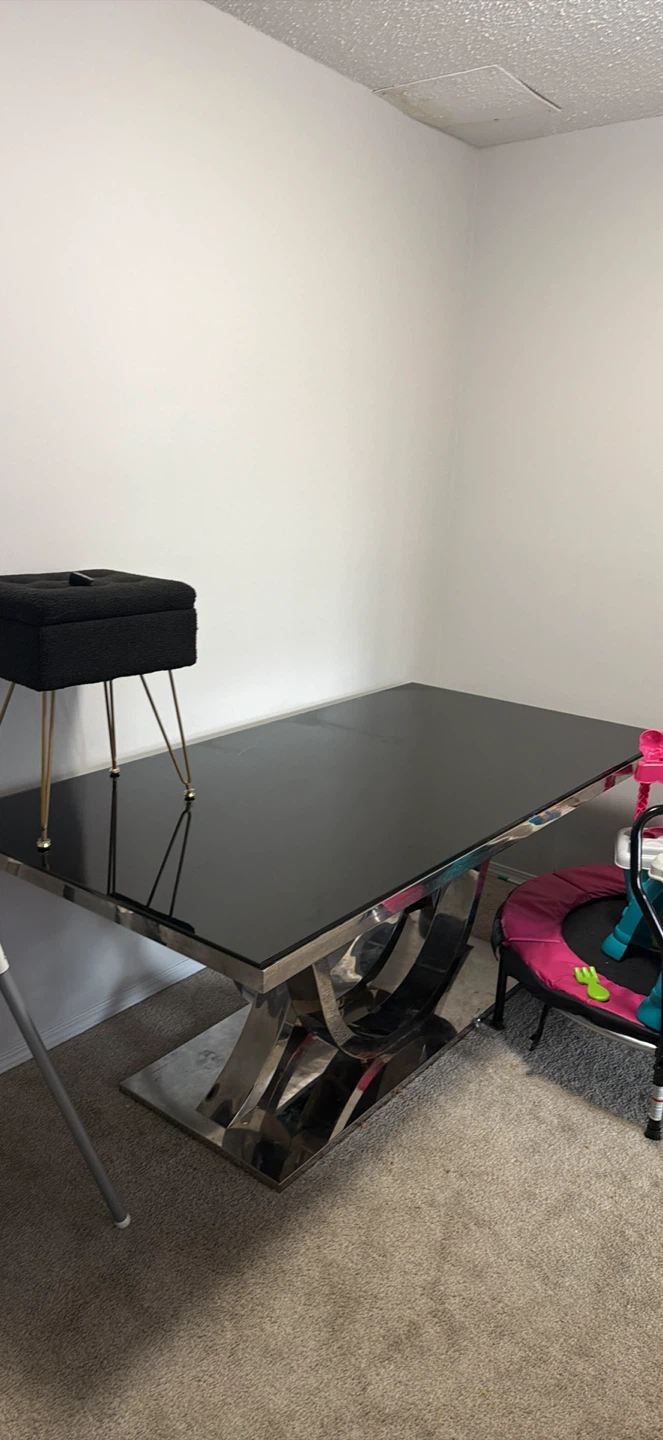 Black Dining Table with Chrome Base