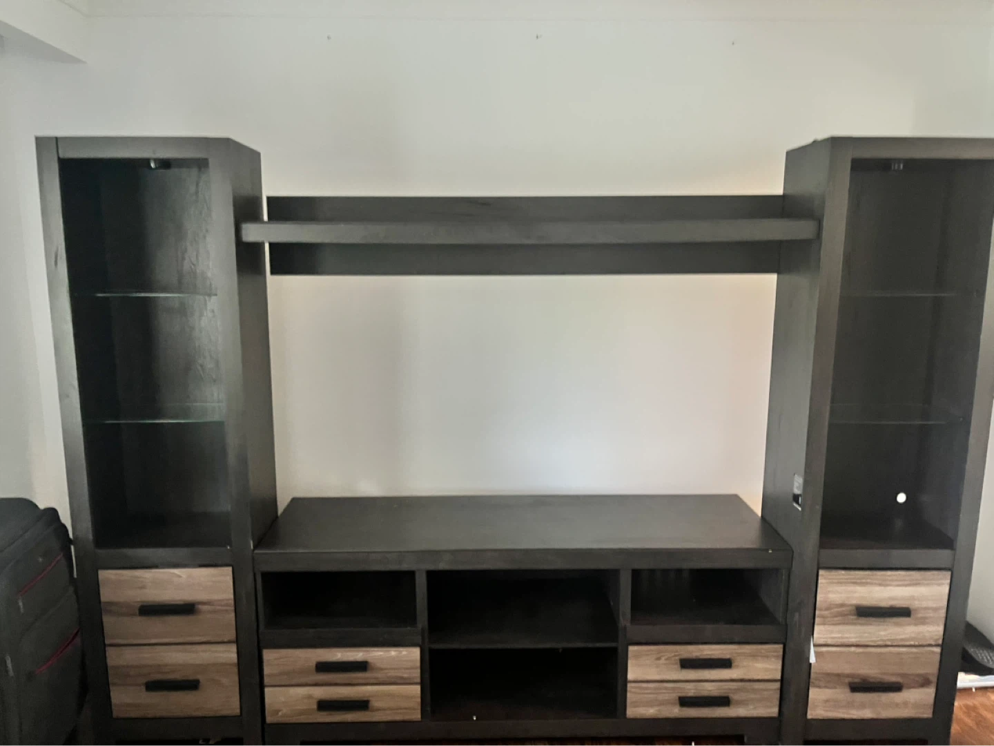 Modern TV Entertainment Unit with Storage Shelves & Drawers