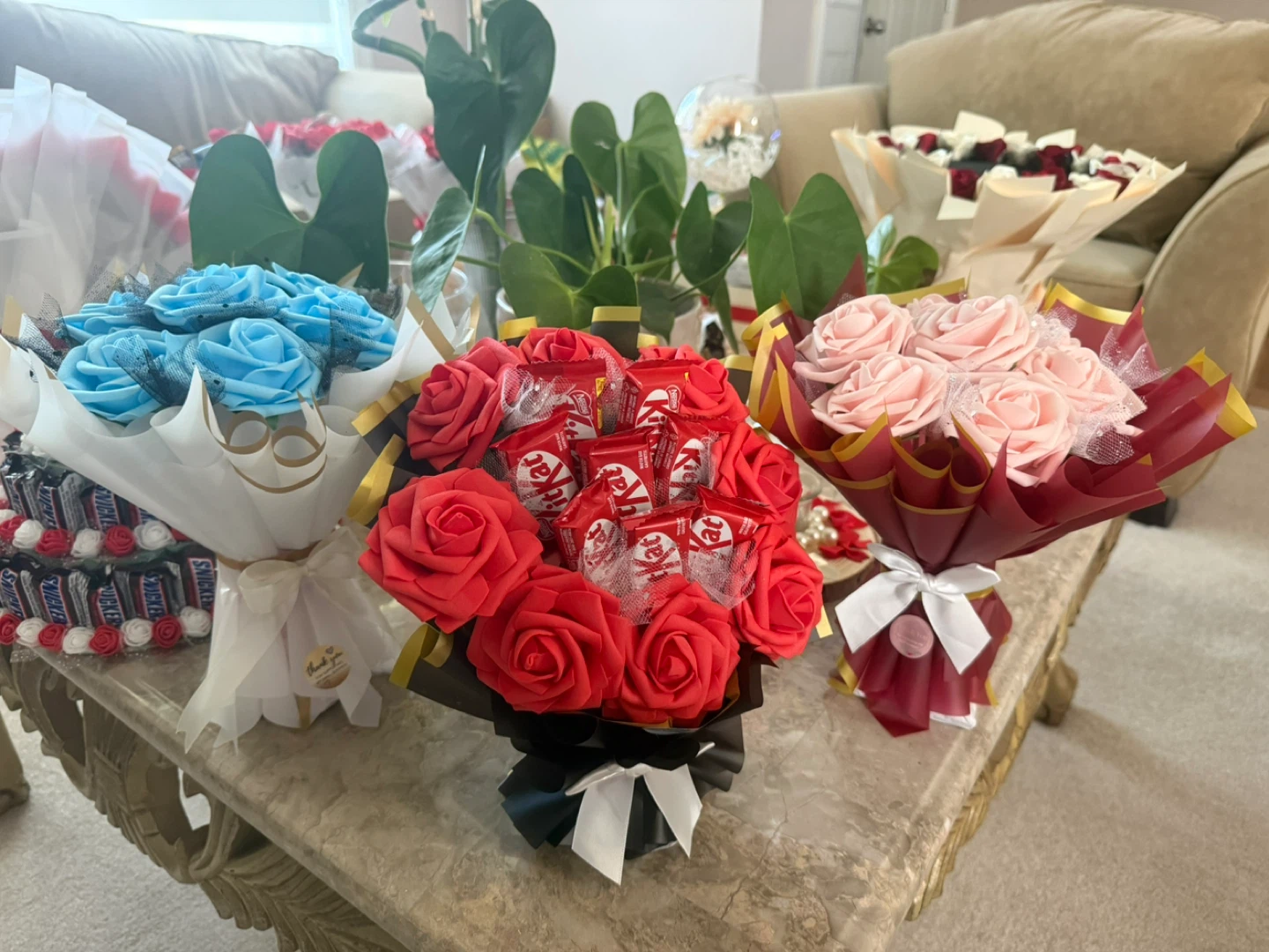 Chocolate and flower bouquets