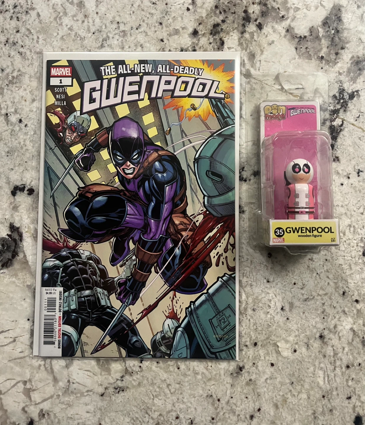 The All-New, All-Deadly Gwenpool #1 Comic and Wooden Figure