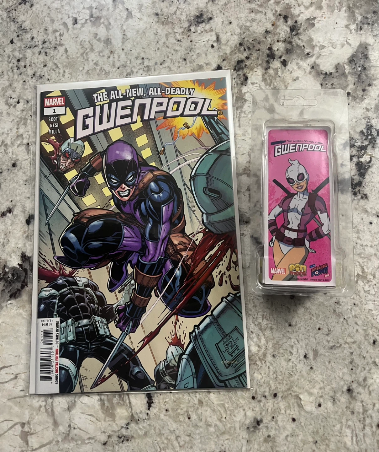 The All-New, All-Deadly Gwenpool #1 Comic and Wooden Figure - photo 2