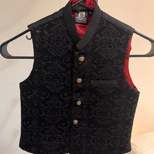 Holiday Junior Boys Black Embroidered Vest