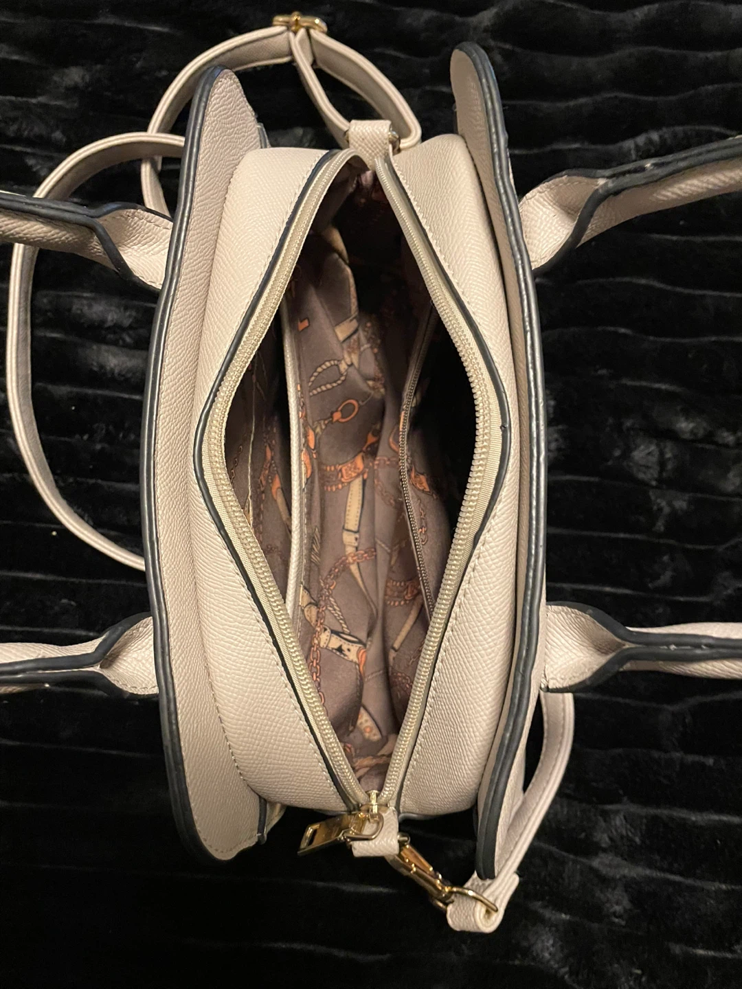 Beige Structured Handbag with Shoulder Strap - photo 3