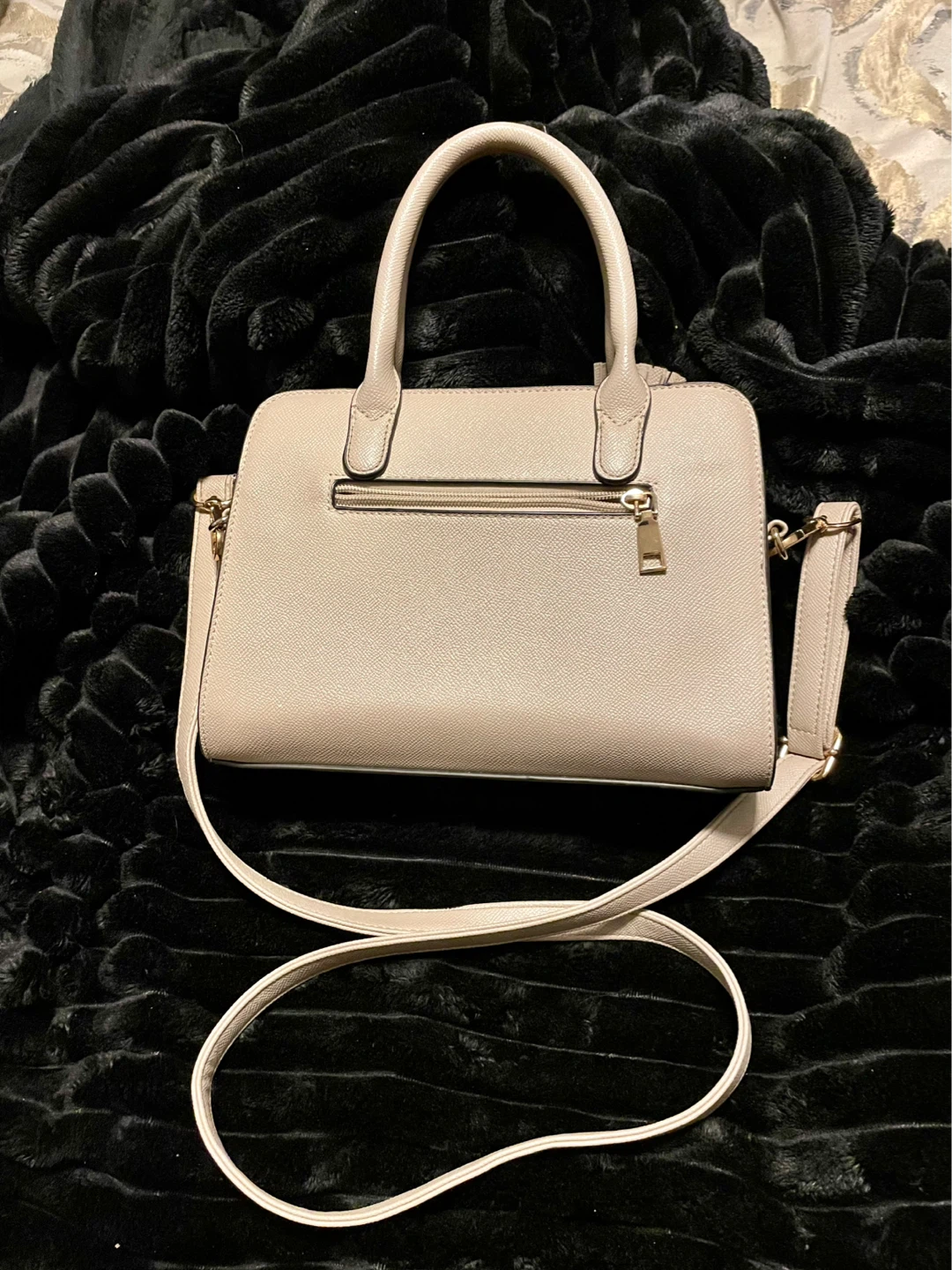 Beige Structured Handbag with Shoulder Strap - photo 2