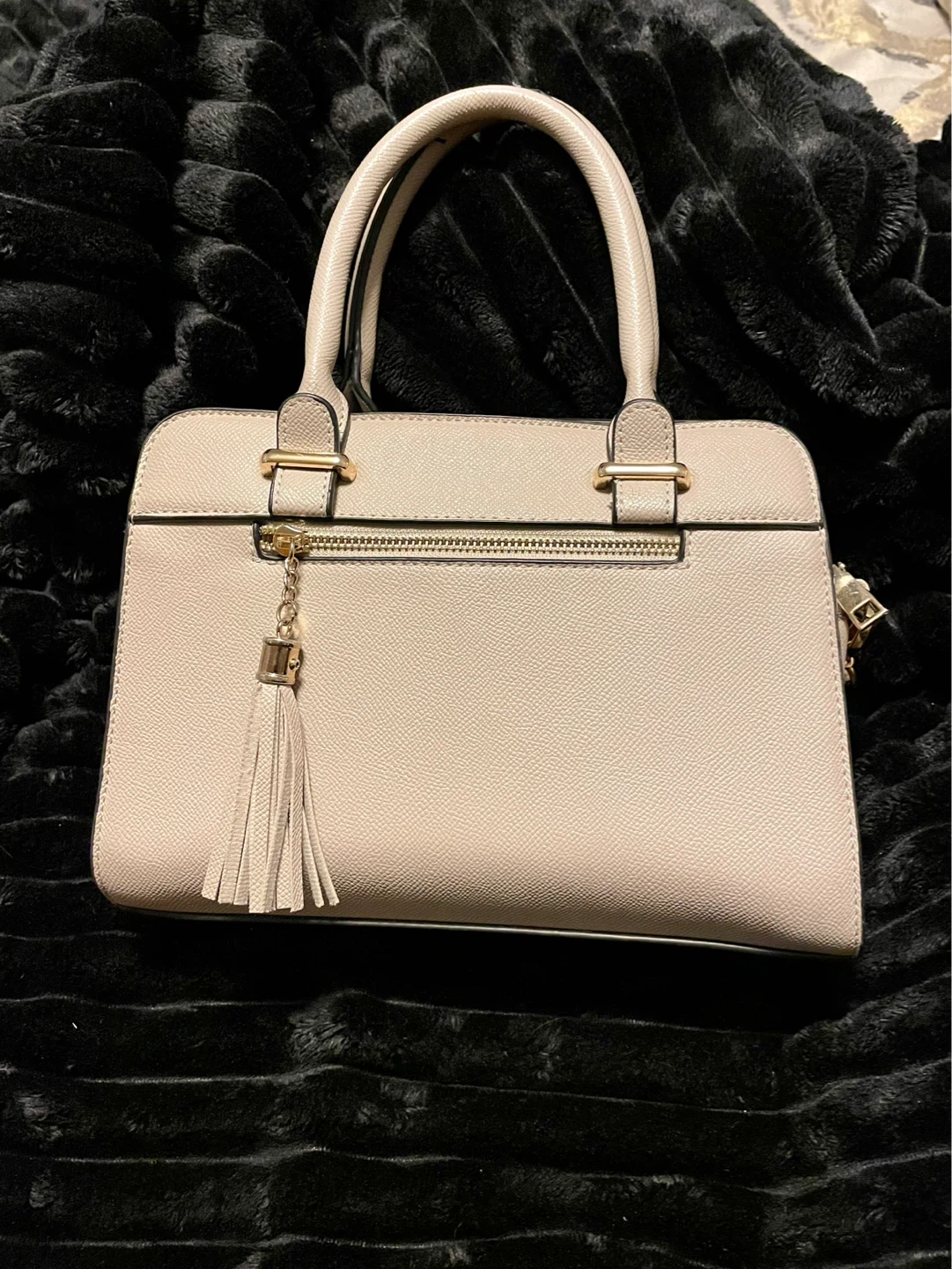 Beige Structured Handbag with Shoulder Strap - photo 4