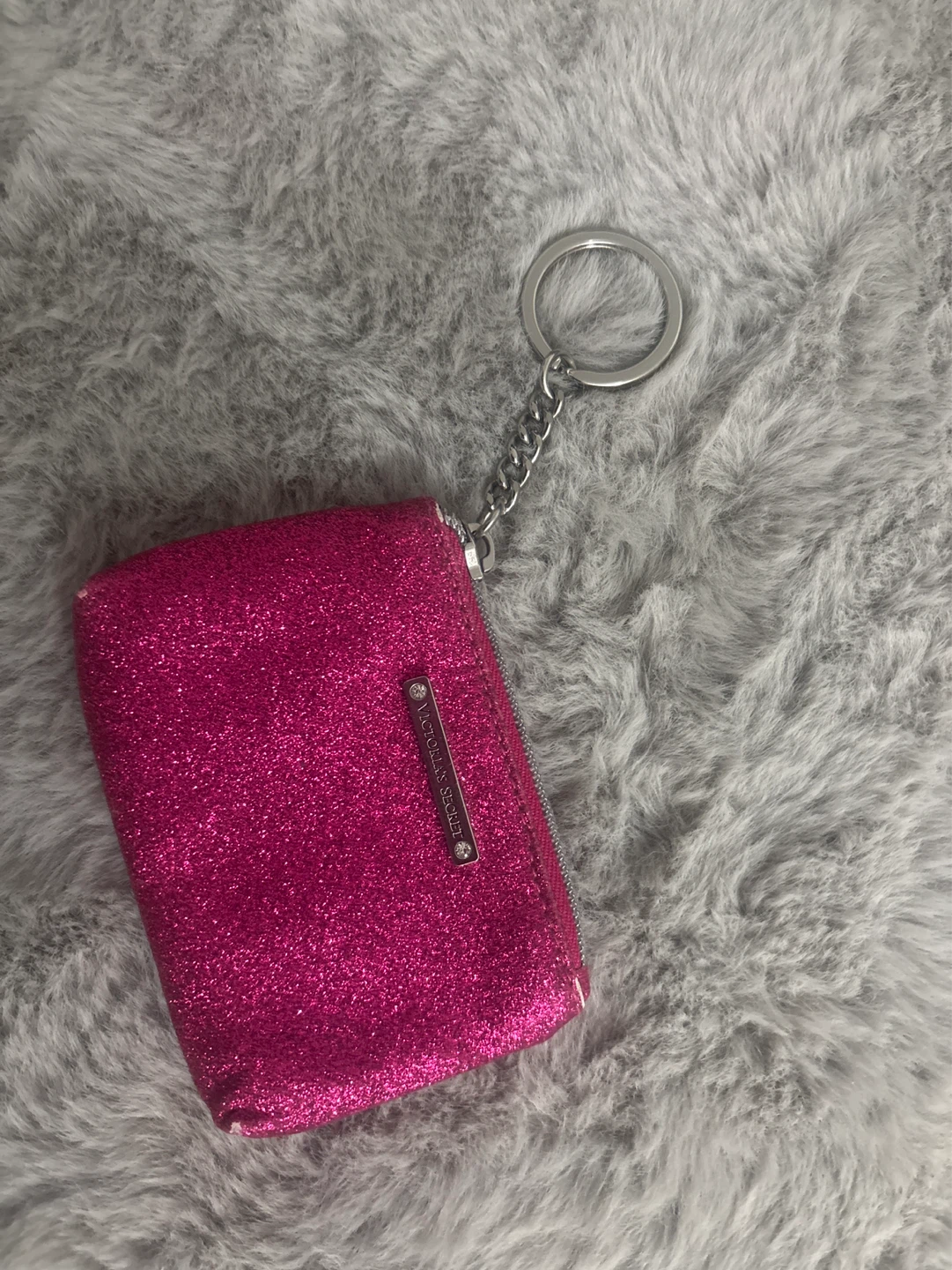 Victoria's Secret Pink Glitter Coin Pouch Keychain