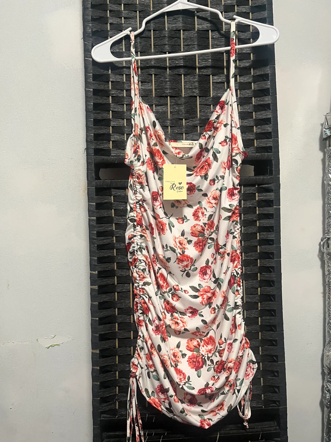 Rose Floral Ruched Mini Dress size S/M/L - photo 2