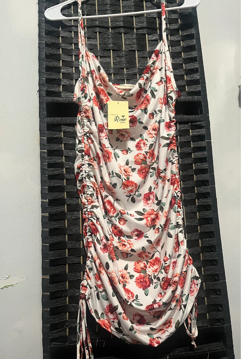 Rose Floral Ruched Mini Dress size S/M/L - photo 3