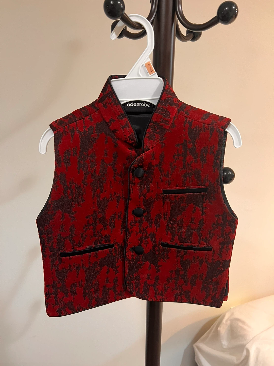 Edenrobe Red Brocade Vest size 2-3 years boy