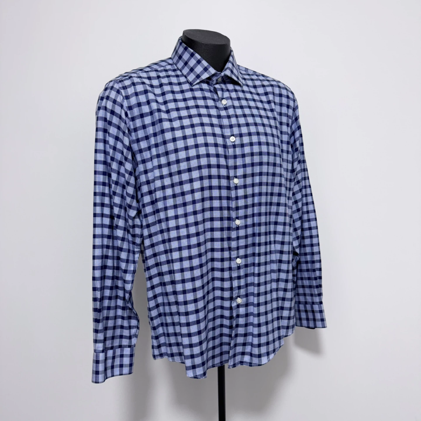 Men’s Egara blue checkered dress shirt (XL) - photo 2