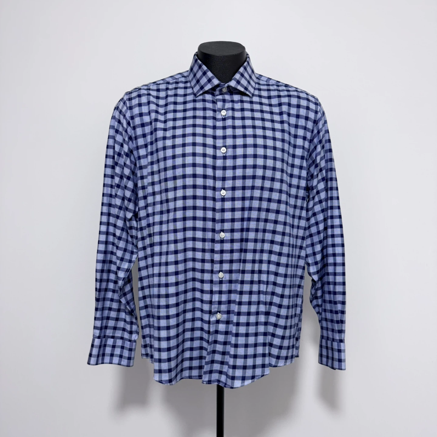 Men’s Egara blue checkered dress shirt (XL) - photo 3