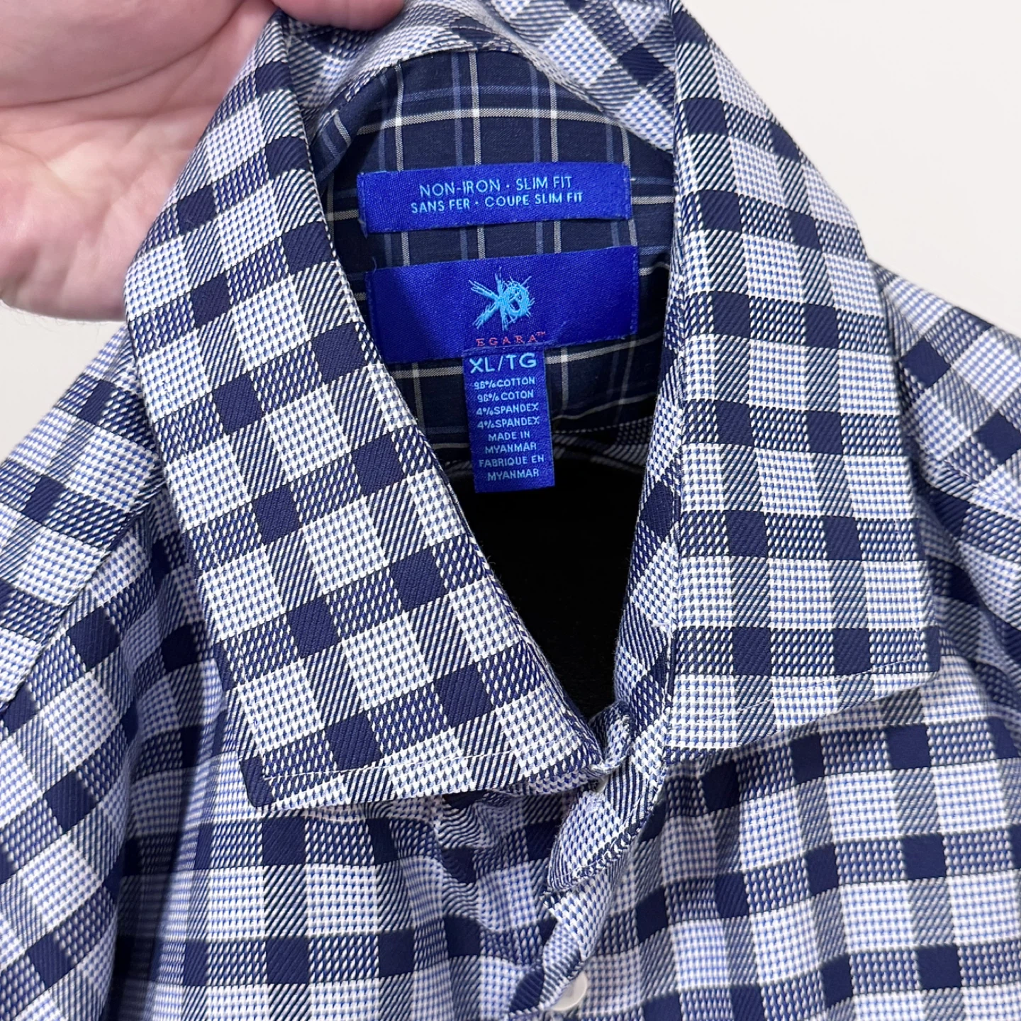 Men’s Egara blue checkered dress shirt (XL) - photo 4