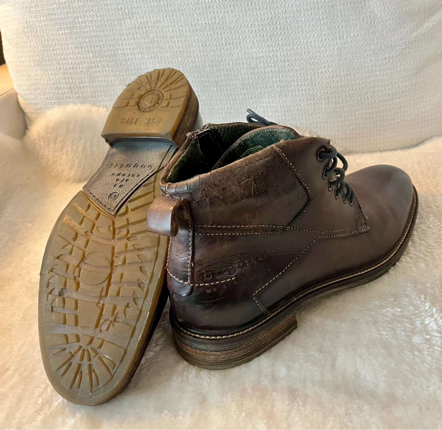 Bugatti Brown Leather Ankle Boots Size 10-10.5 - photo 4