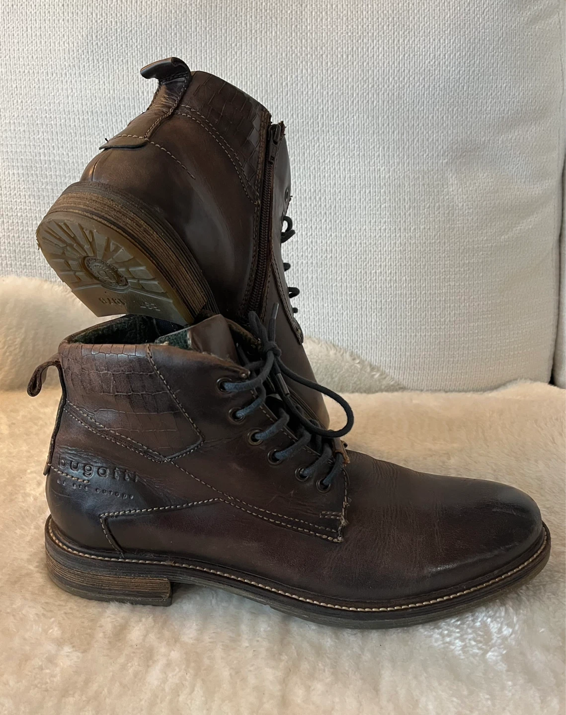Bugatti Brown Leather Ankle Boots Size 10-10.5 - photo 5
