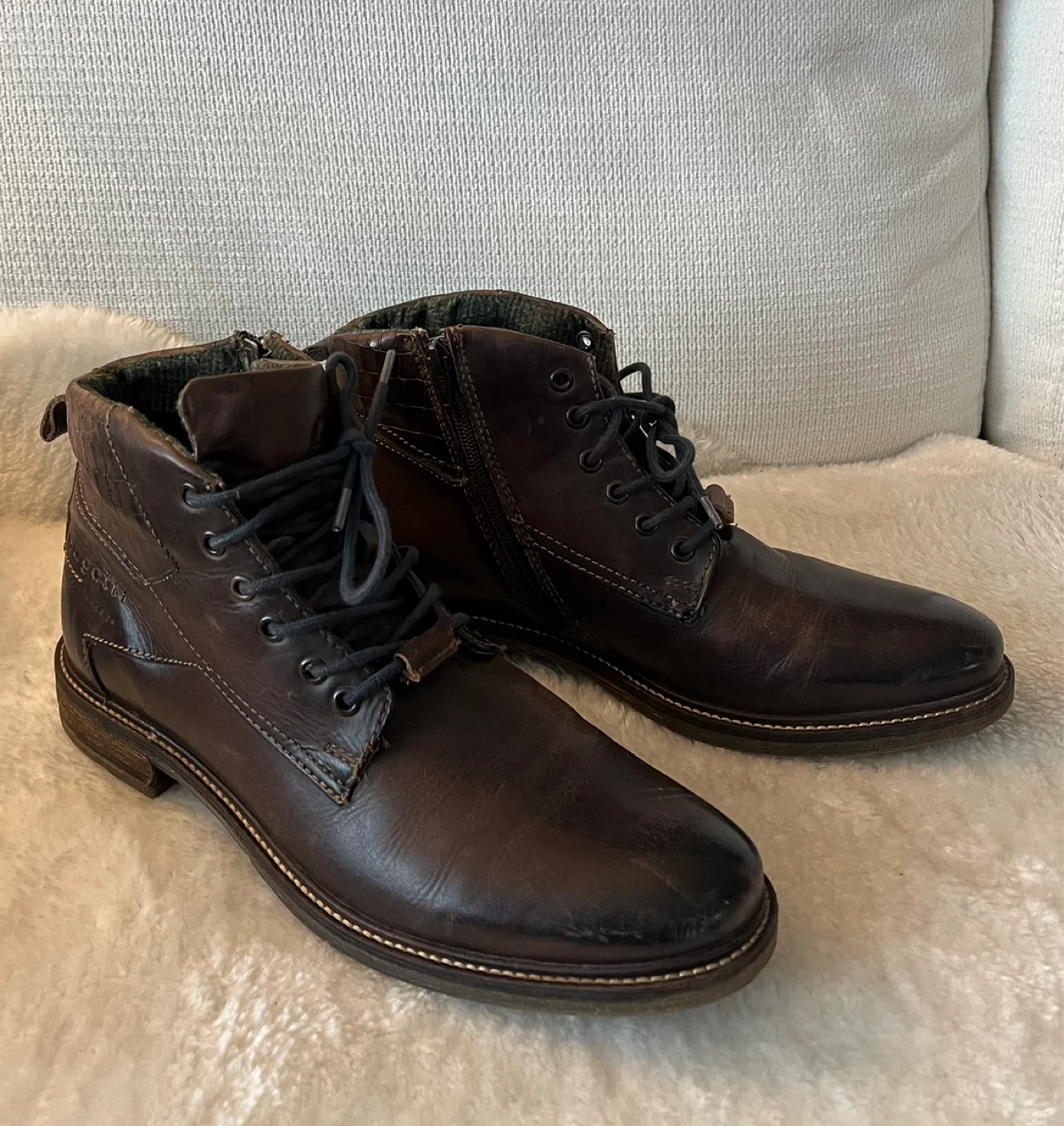 Bugatti Brown Leather Ankle Boots Size 10-10.5 - photo 5