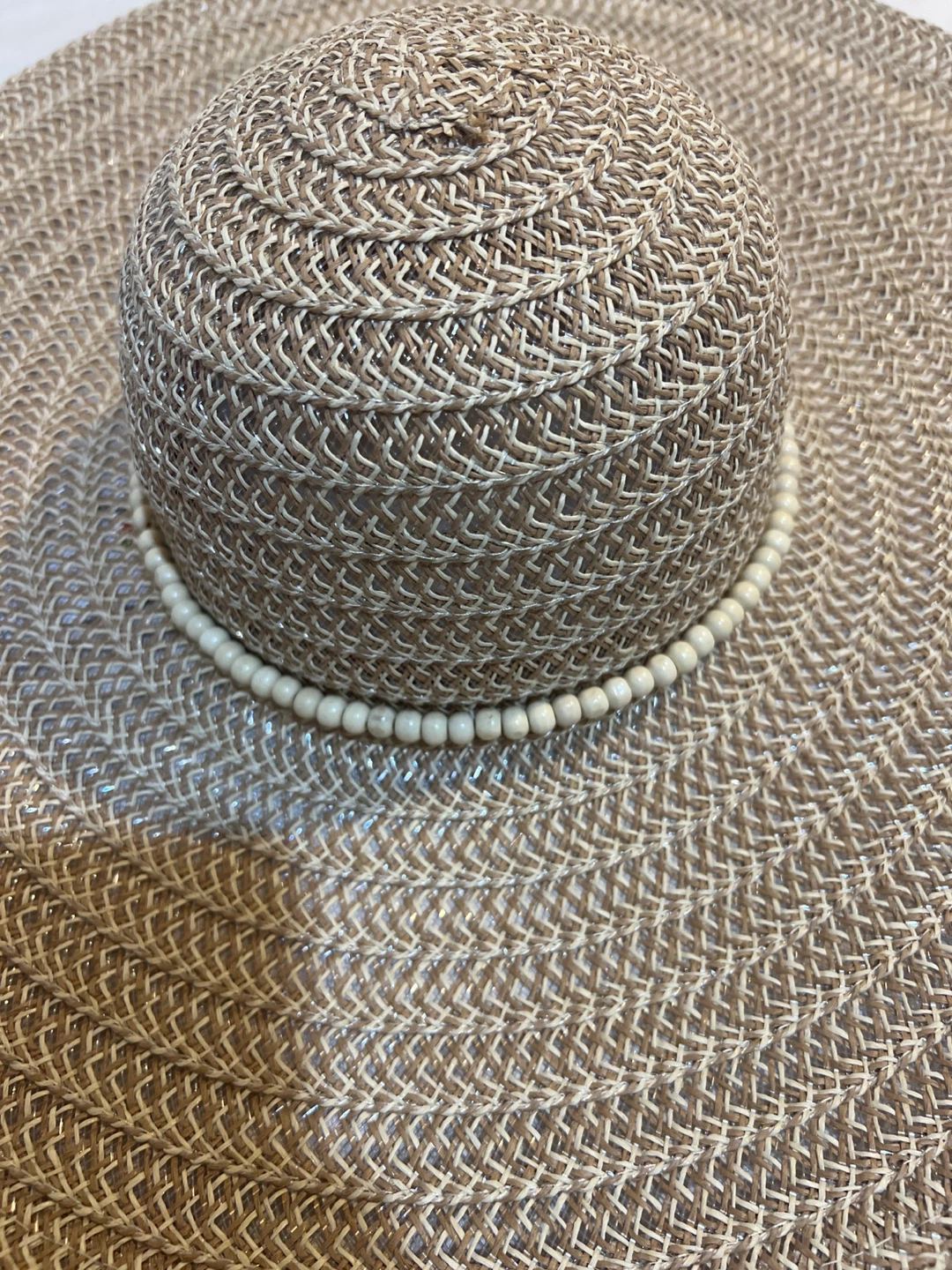 Wide Brim Straw Hat with Beaded Detail - photo 2