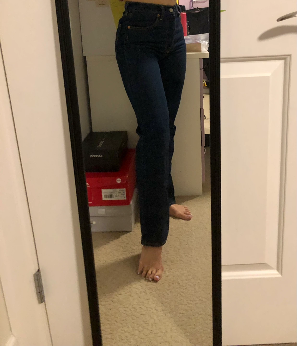 Levi’s Ribcage Straight Jeans Size 25 (Dark wash, full length)