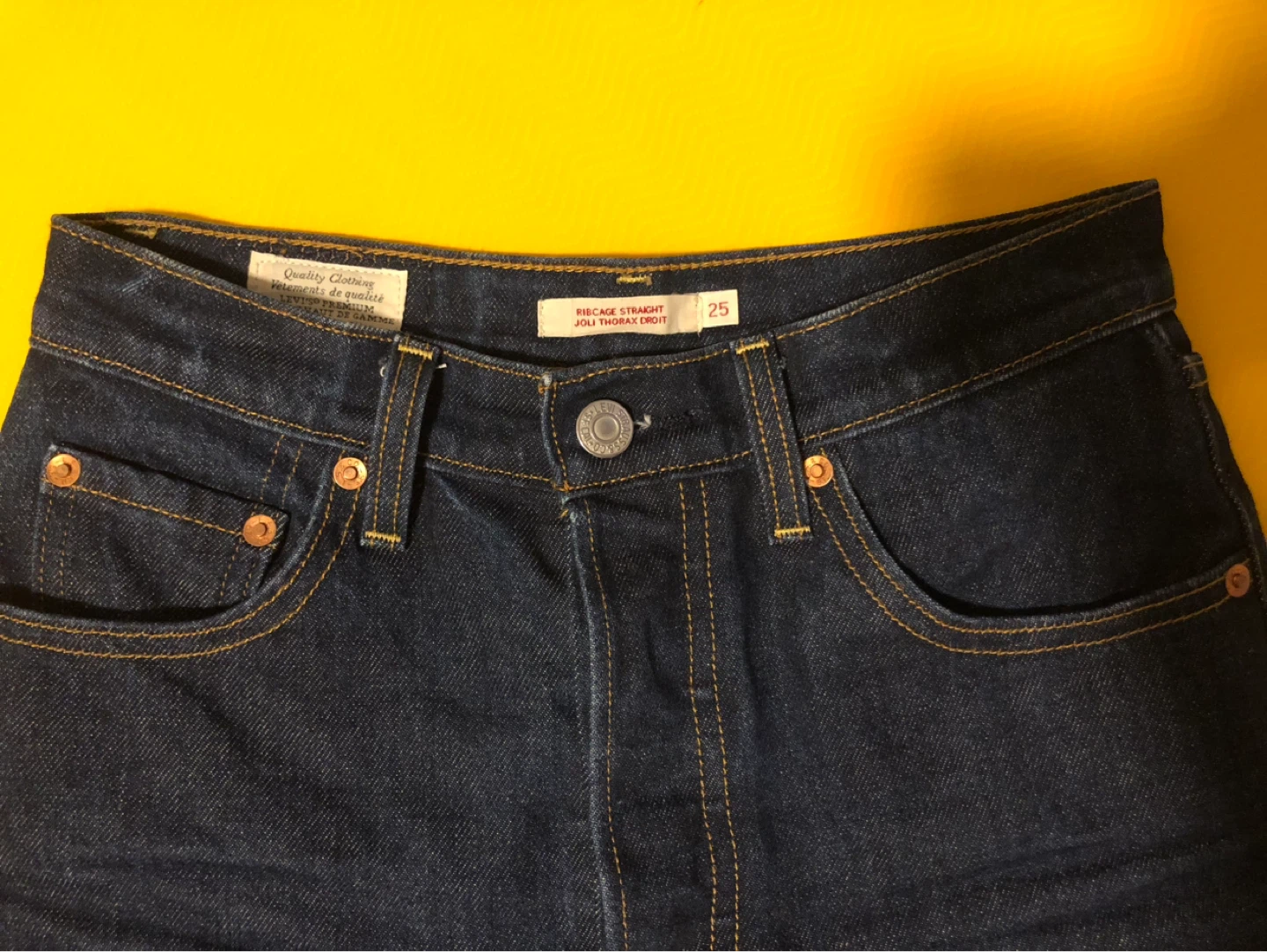Levi’s Ribcage Straight Jeans Size 25 (Dark wash, full length) - photo 4