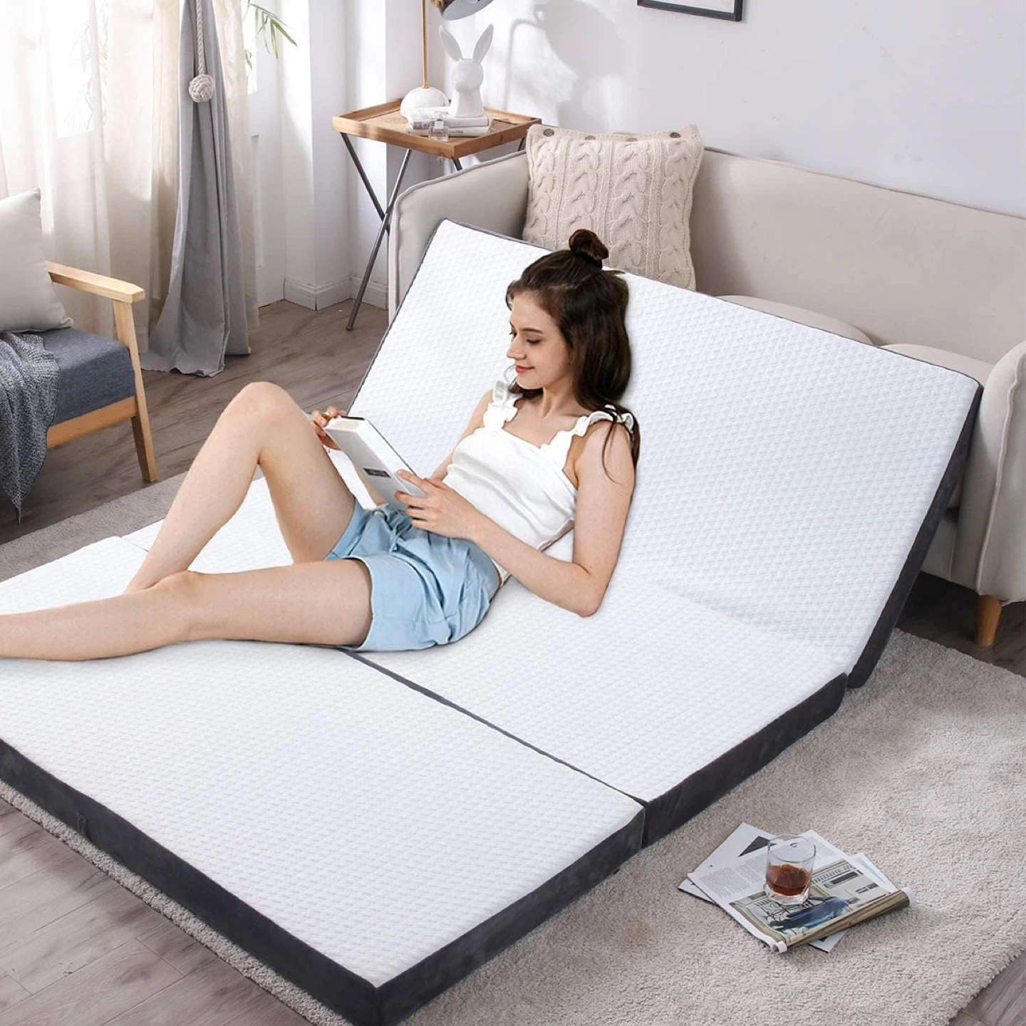 King Tri-Folding Mattress Super Soft Removable Breathable Cover - photo 2