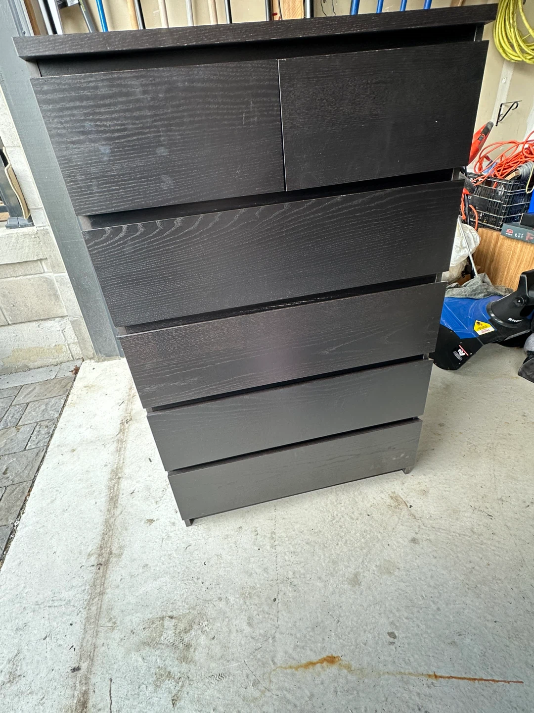 IKEA STORKLINTA 6-drawer chest, dark brown/oak effect