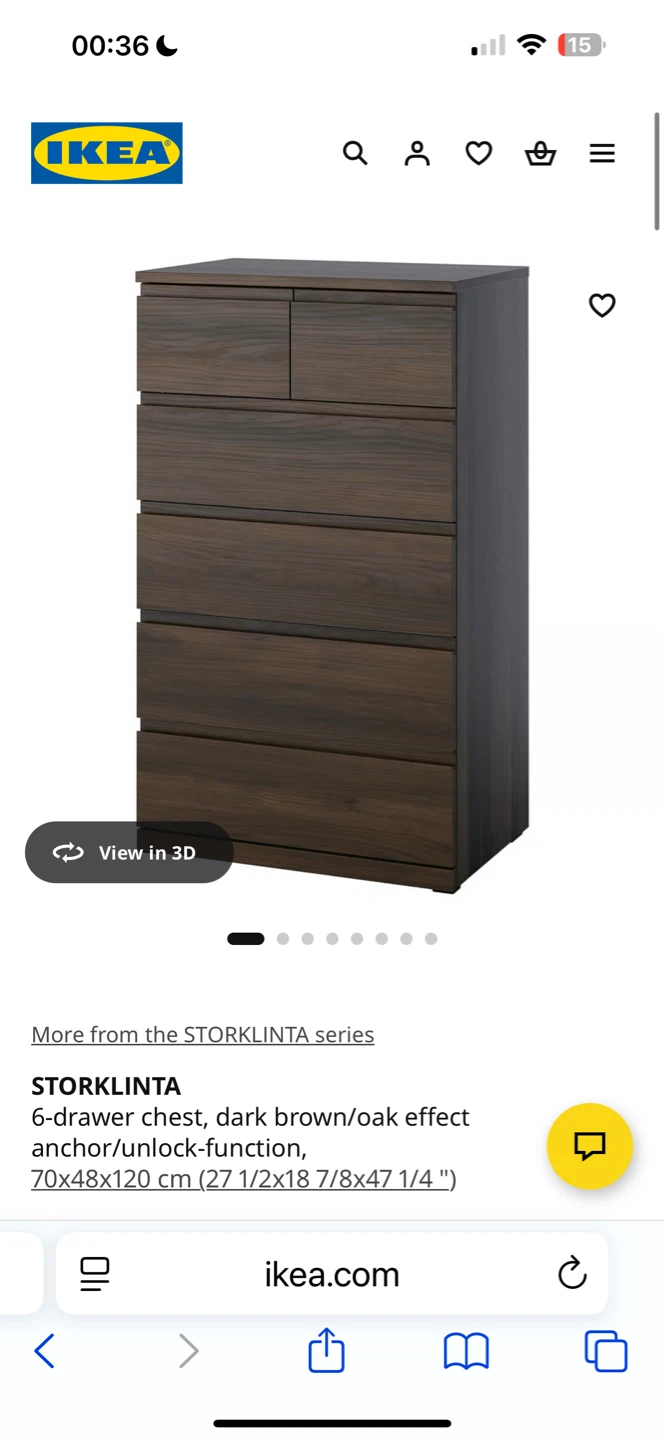 IKEA STORKLINTA 6-drawer chest, dark brown/oak effect - photo 2