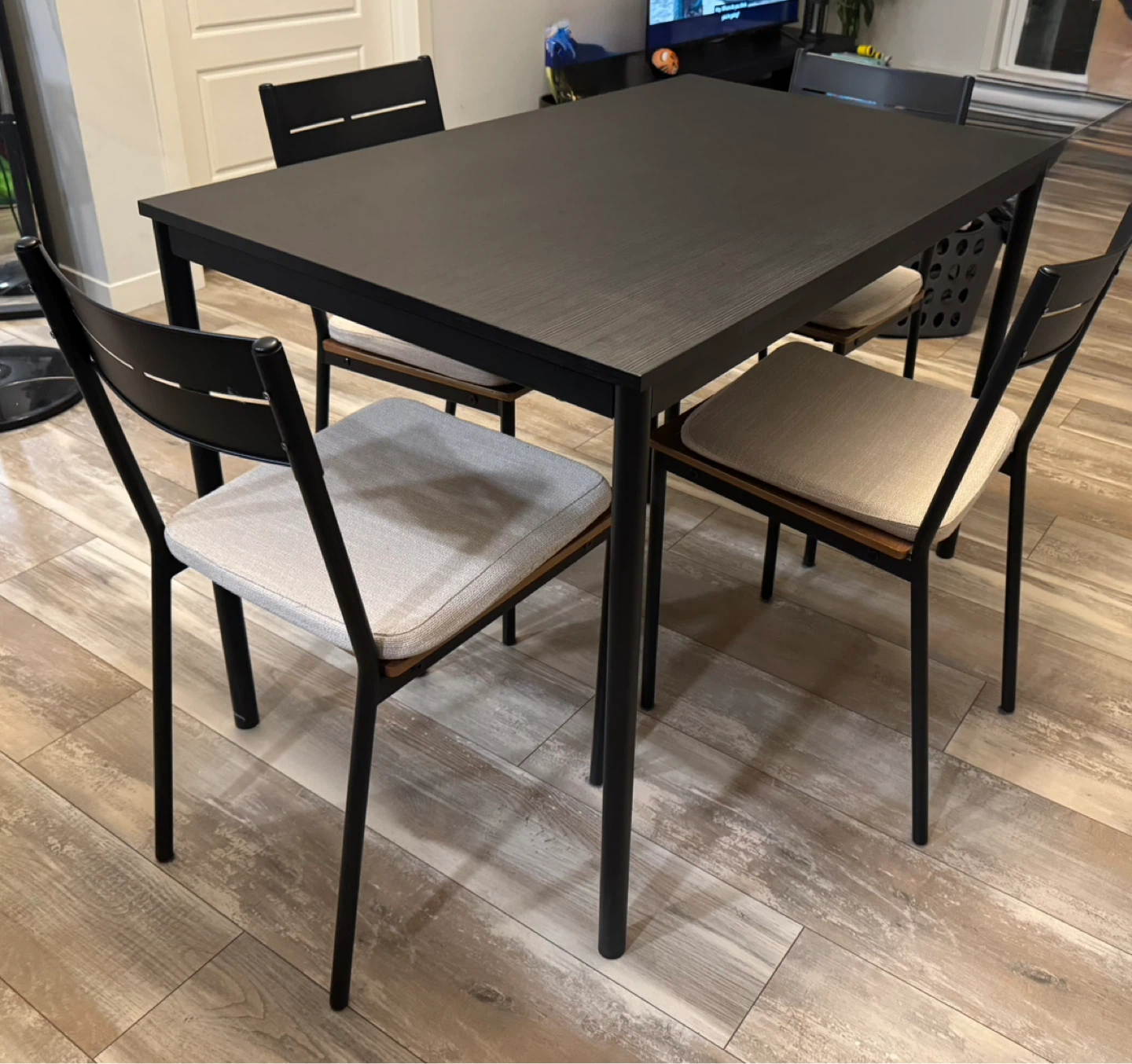 Black Dining Table Set with 4 Chairs