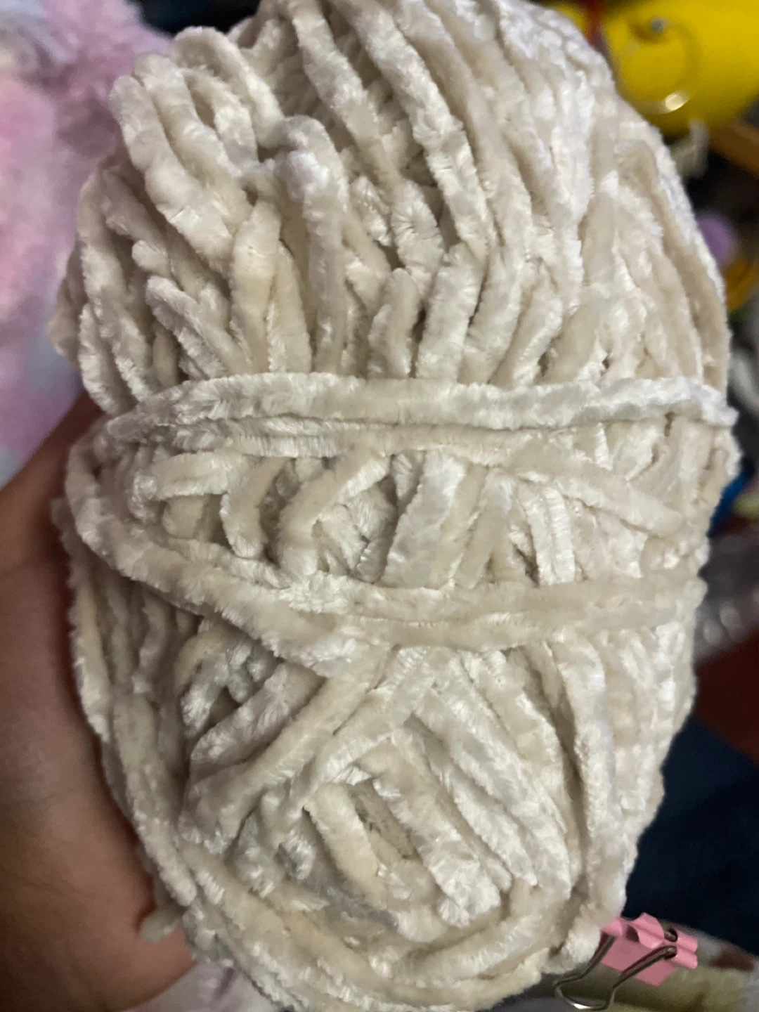 Cream Chenille Yarn Ball