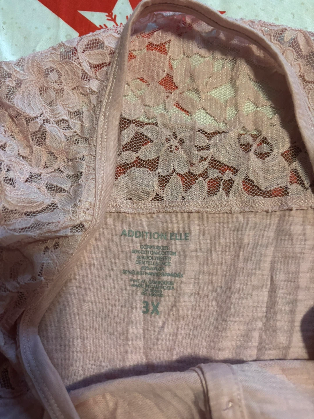 Addition Elle Pink Lace Detail Henley Shirt 3X - photo 2